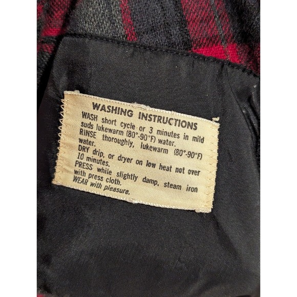 Vintage 1960's Pendleton Plaid Long Sleeve Button Up Wool Board Shirt Small - Picture 8 of 13